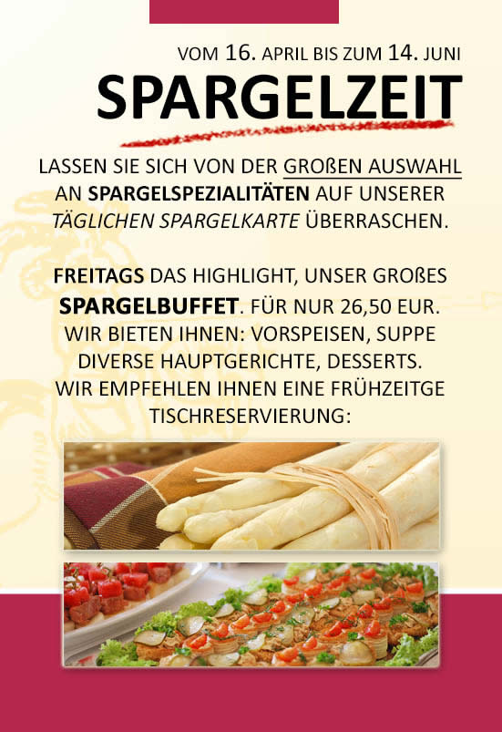 Spargelzeit Hotel Restaurant Zum Burggrafen Oelde Stromberg